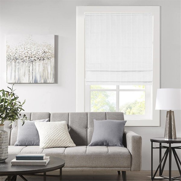 Madison Park White Basketweave Room Darkening Cordless Roman Shade Panel MP40-7223